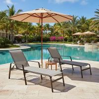 2 Cadeira Espreguiçadeira Piscina Sevilha + Guarda Sol Praia Nossakasa Capuccino - 3