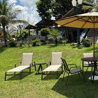 2 Cadeira Espreguiçadeira Piscina Sevilha + Guarda Sol Praia Nossakasa Capuccino - 7