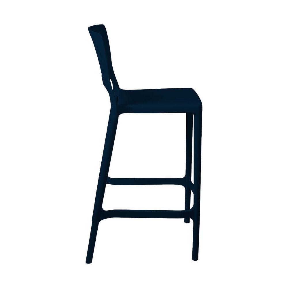 Banqueta Alta Para Bancada E Cozinha Azul Marinho Empilhável Marte Em Polipropileno Acrilys - 2