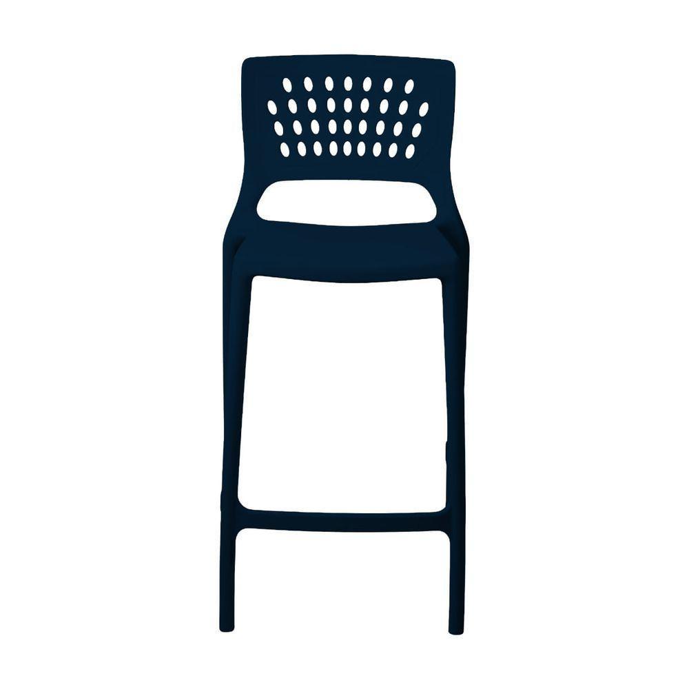 Banqueta Alta Para Bancada E Cozinha Azul Marinho Empilhável Marte Em Polipropileno Acrilys - 3