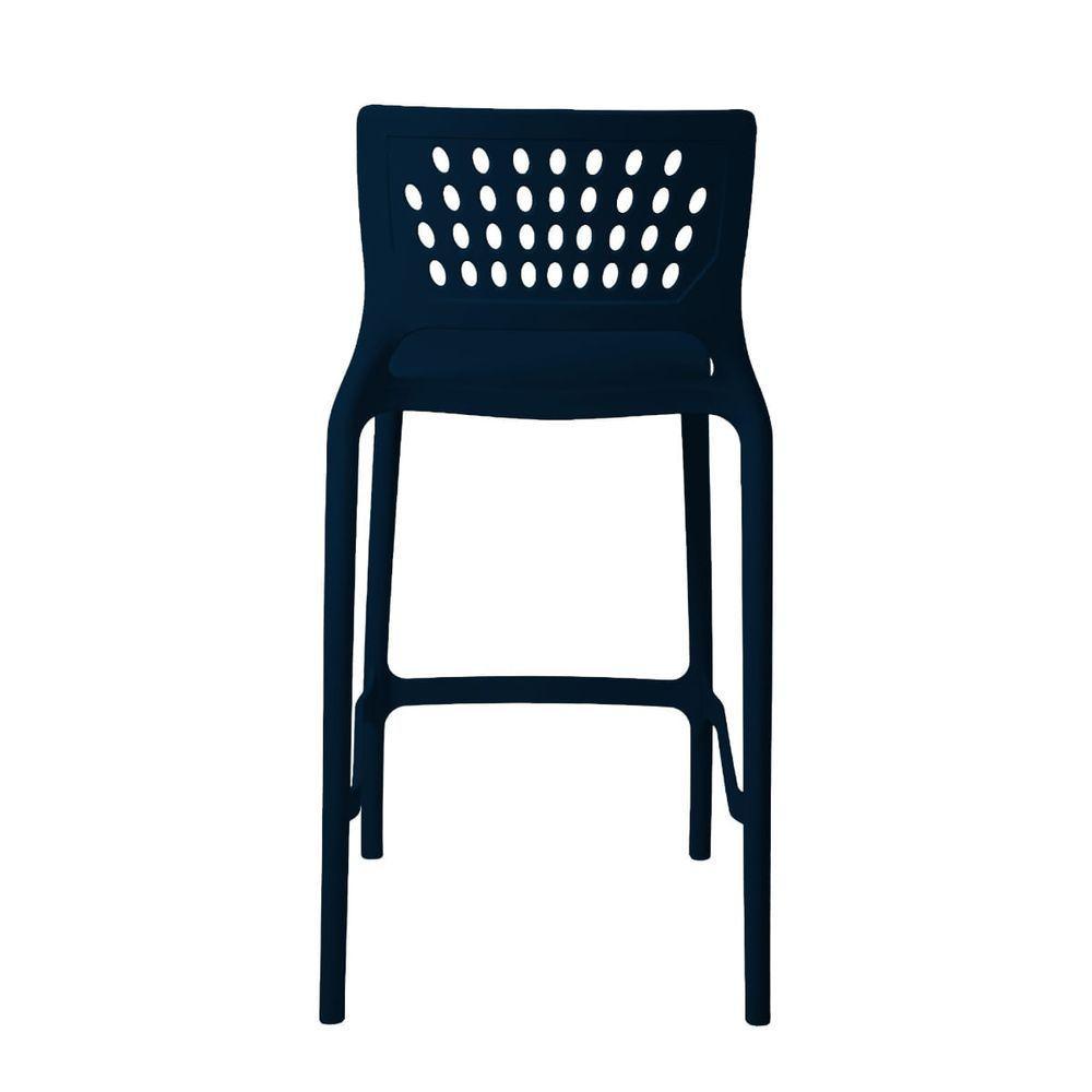 Banqueta Alta Para Bancada E Cozinha Azul Marinho Empilhável Marte Em Polipropileno Acrilys - 4