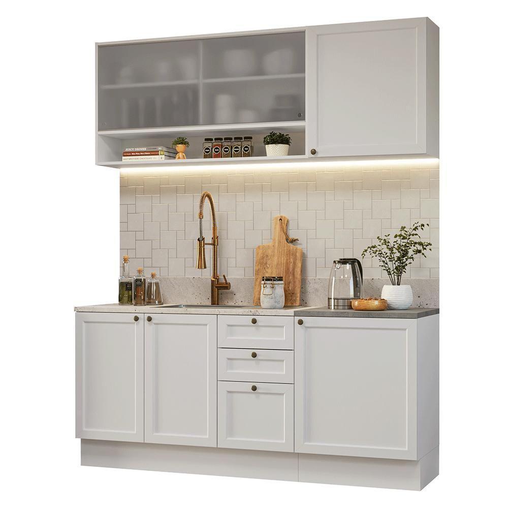 Armário De Cozinha Compacta 180 Cm Branco Vik Madesa 03 Branco - 2
