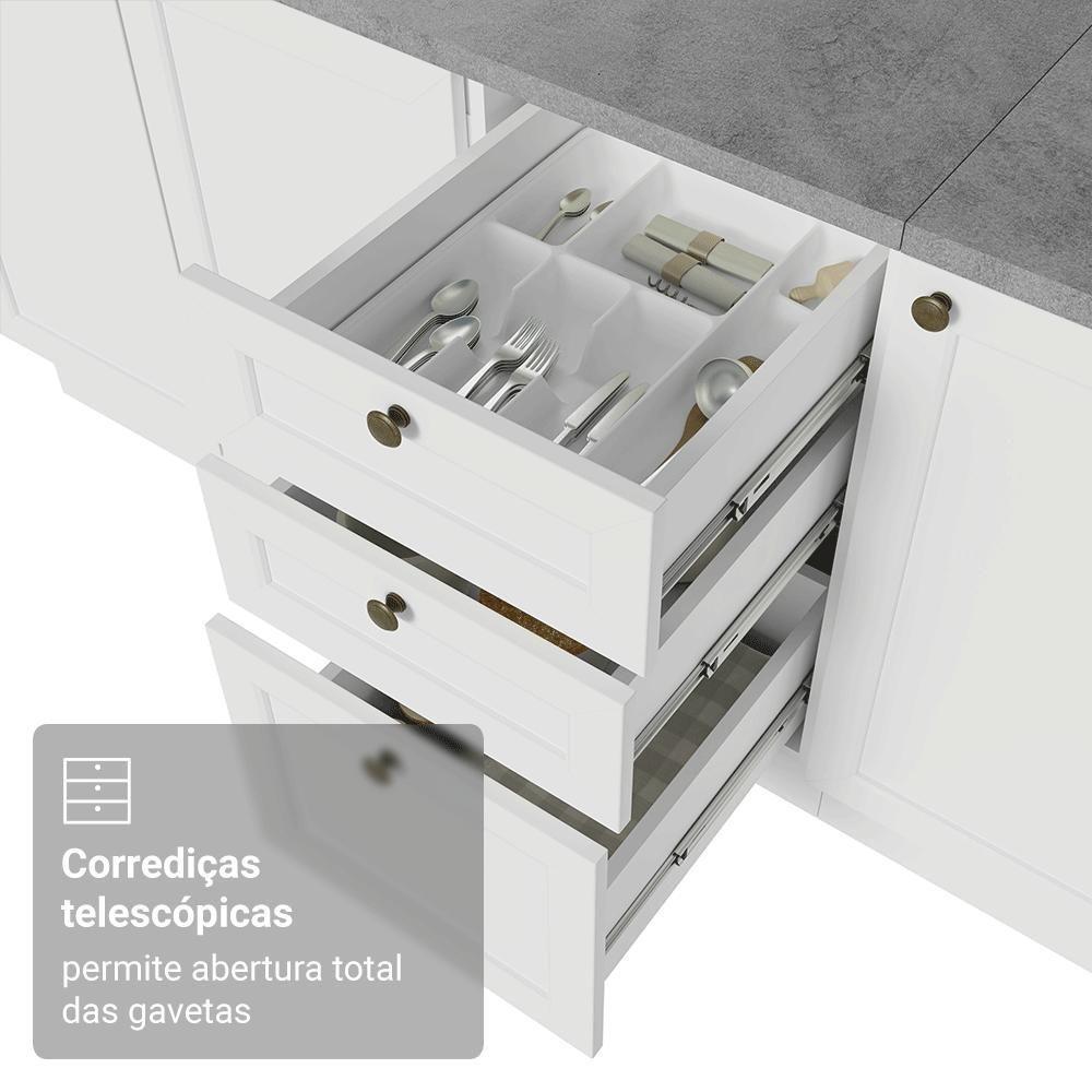 Armário De Cozinha Compacta 180 Cm Branco Vik Madesa 03 Branco - 7