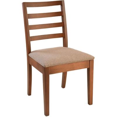Cadeira Jantar Florida Madeira Maciça Castanho Encosto Madeira Assento Linho Marrom Mescla