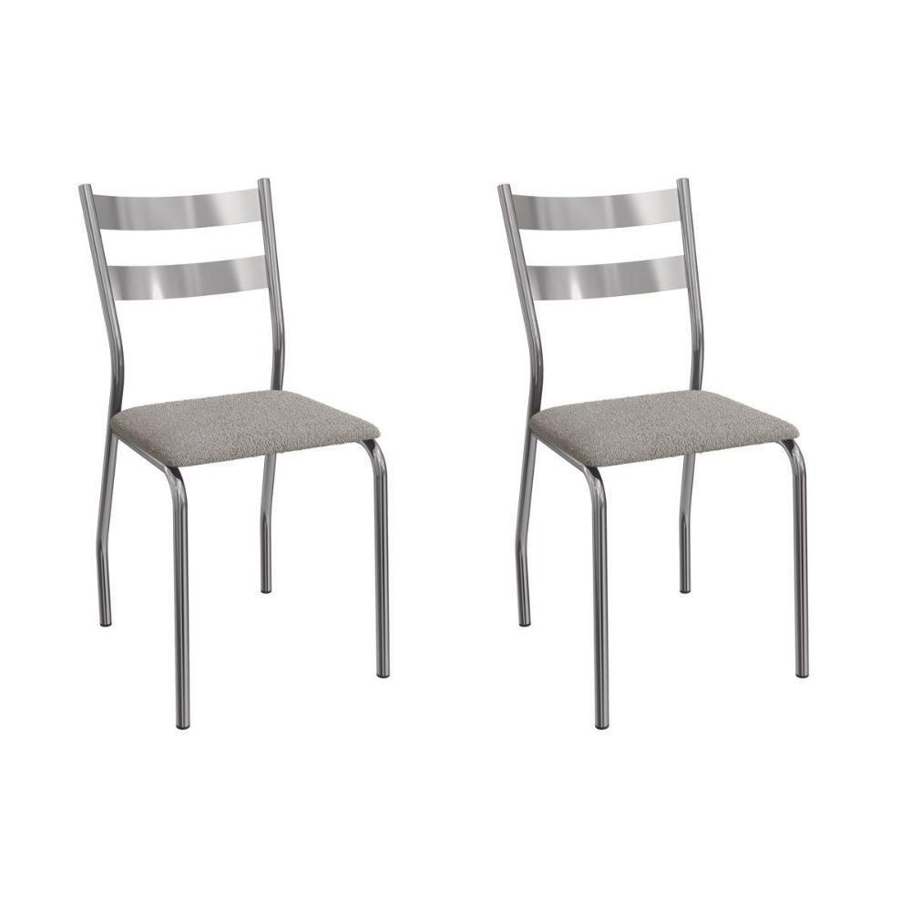 Cadeira Sala De Jantar Bali 2c141cr Aço Kit 2 Un Cromado-boucle Cinza - Kappesberg - 1