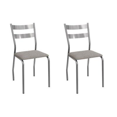Cadeira Sala De Jantar Bali 2c141cr Aço Kit 2 Un Cromado-boucle Cinza - Kappesberg