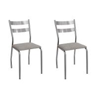 Cadeira Sala De Jantar Bali 2c141cr Aço Kit 2 Un Cromado-boucle Cinza - Kappesberg - 1