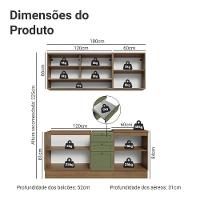Armário De Cozinha Compacta 180 Cm Rustic-verde Vik Madesa 03 Rustic-verde - 3