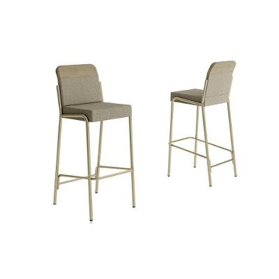 Banqueta Sala De Jantar Duo 1753 Kit 2 Un Dourado-linho Bamboo-courano Bamboo - Carraro