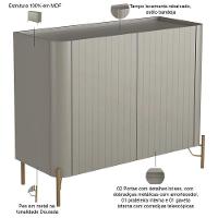 Buffet Sala De Jantar 2 Portas Brise 1 Gaveta Pés Industrial Dourado Naim I03 Grigio - Lyam - 2