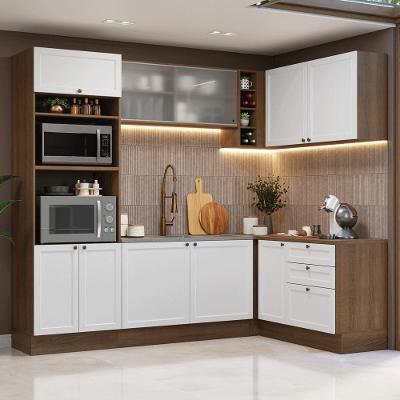 Armário De Cozinha Completa De Canto 399 Cm Rustic-branco Vik Madesa 01 Rustic-branco