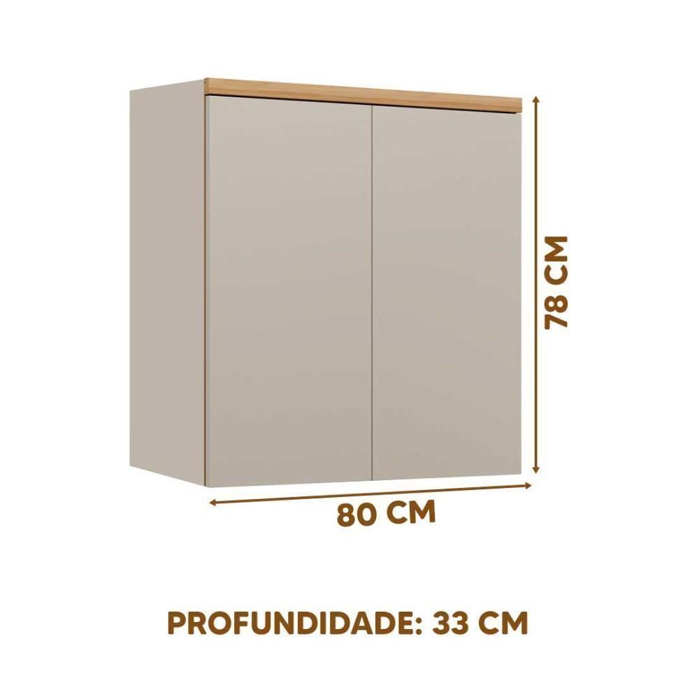 Armário Suspenso Cozinha Aéreo 2 Portas 80cm Gris Jequitibá - 4