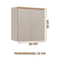 Armário Suspenso Cozinha Aéreo 2 Portas 80cm Gris Jequitibá - 4