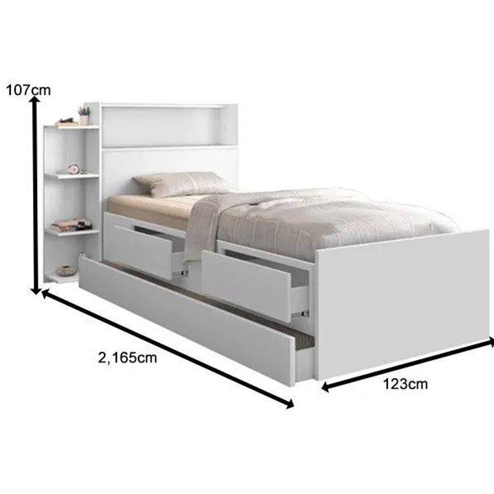Cama Isa Solteiro 0,88cm Com Cama Auxiliar Branco Com Colchões - Cambel - 2
