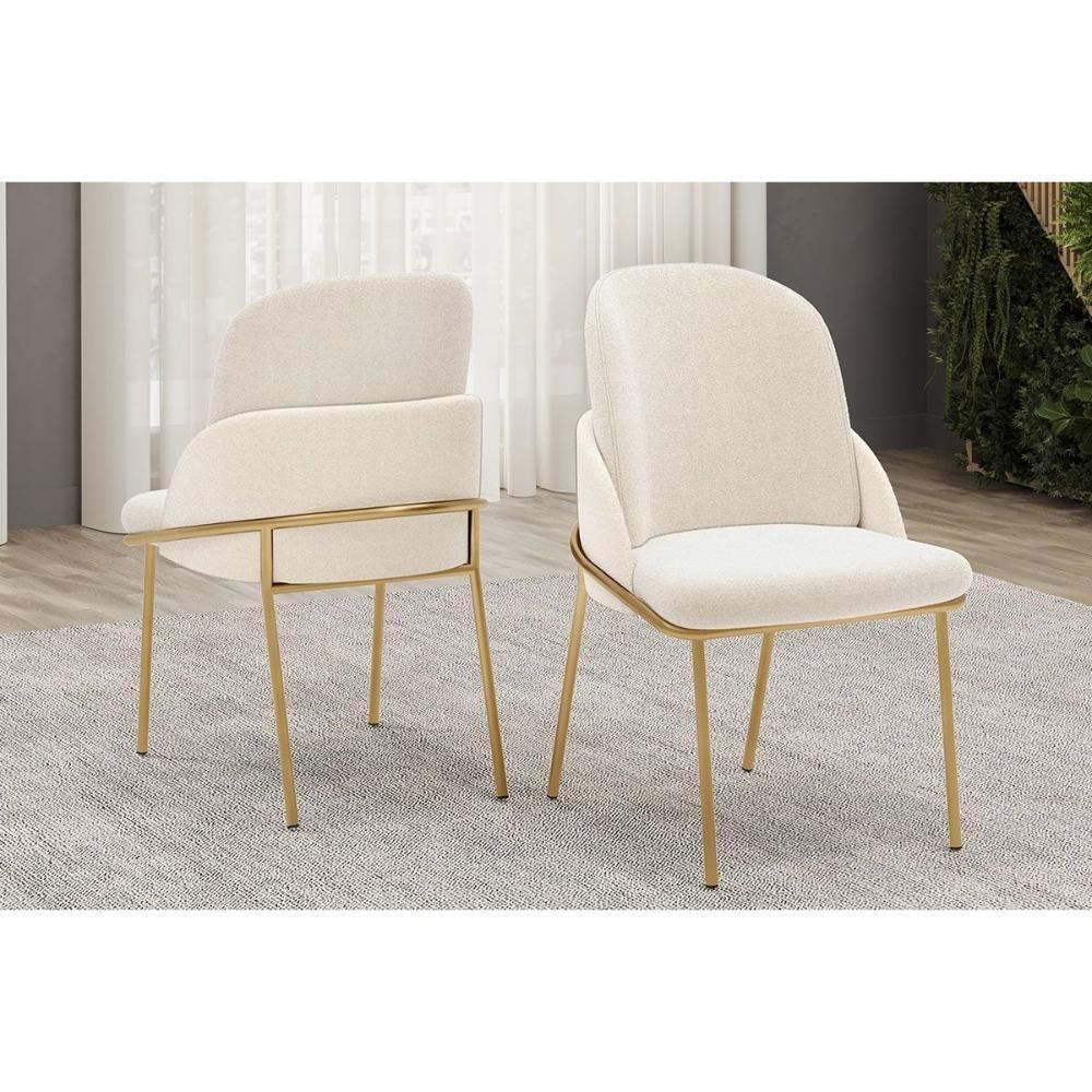 Cadeira Sala De Jantar Vitta Kit 6 Un Metal Boucle Perola-terracota - Dj Móveis - 3