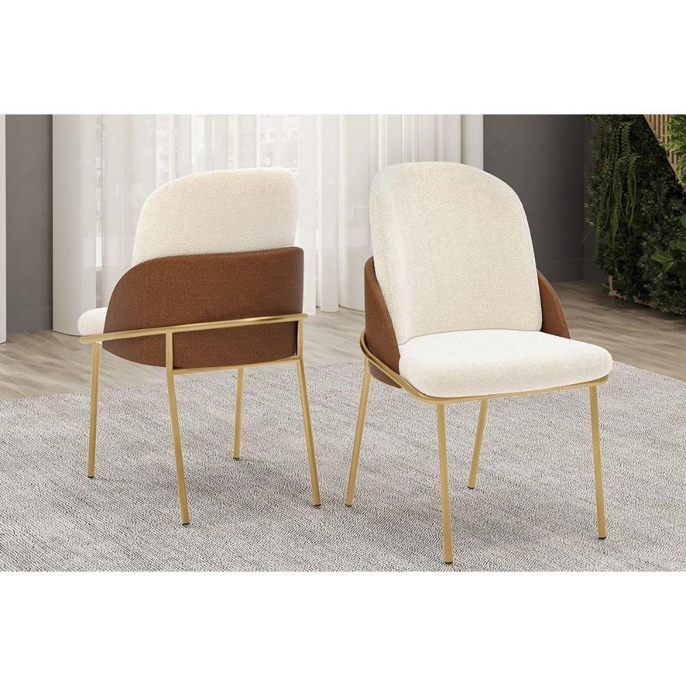 Cadeira Sala De Jantar Vitta Kit 6 Un Metal Boucle Perola-terracota - Dj Móveis - 4