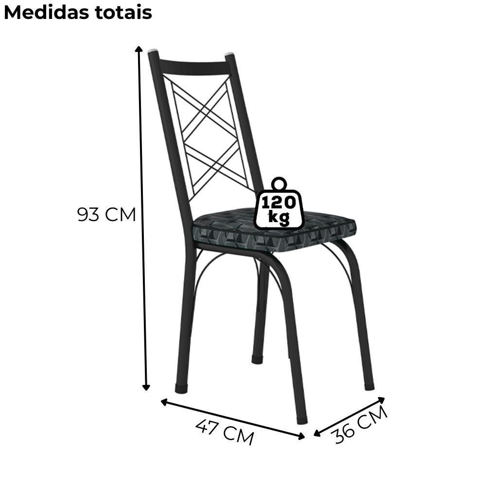 Cadeira Tubular Europa 143 Preto Assento Mosaico Silver Artef Mosaico Silver - 2
