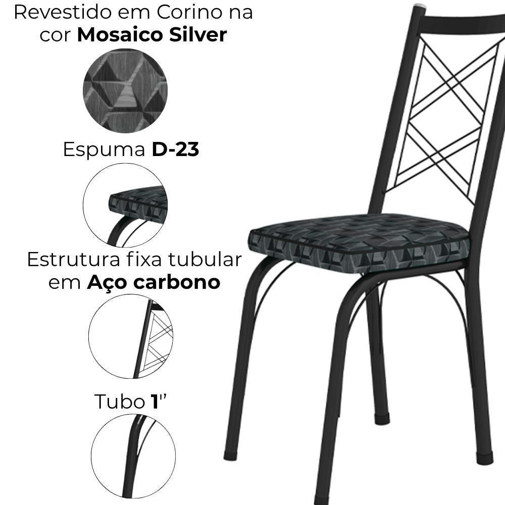 Cadeira Tubular Europa 143 Preto Assento Mosaico Silver Artef Mosaico Silver - 4