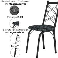 Cadeira Tubular Europa 143 Preto Assento Mosaico Silver Artef Mosaico Silver