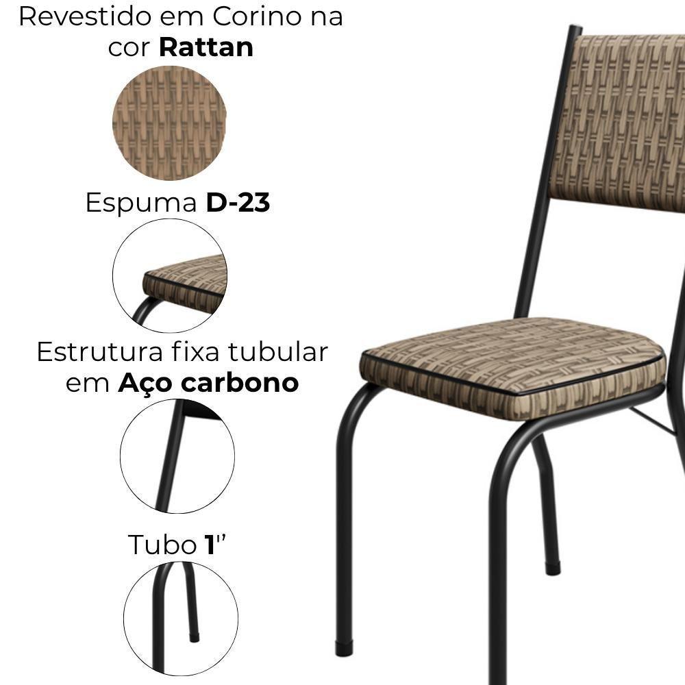 Cadeira Tubular Europa 258 Preto Assento Rattan Artef Rattan - 4