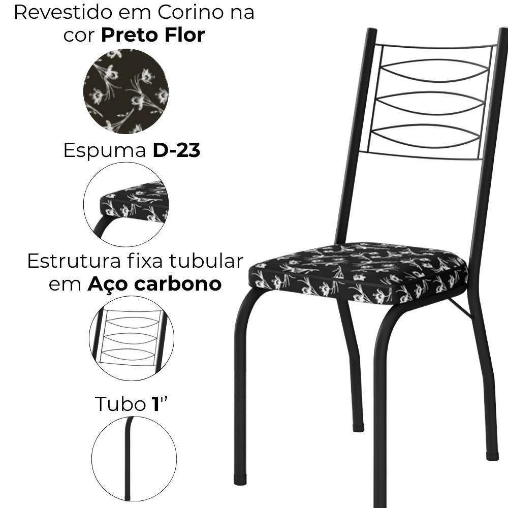 Cadeira Tubular Europa 262 Preto Assento Preto Flor Artef Preto Flor - 5