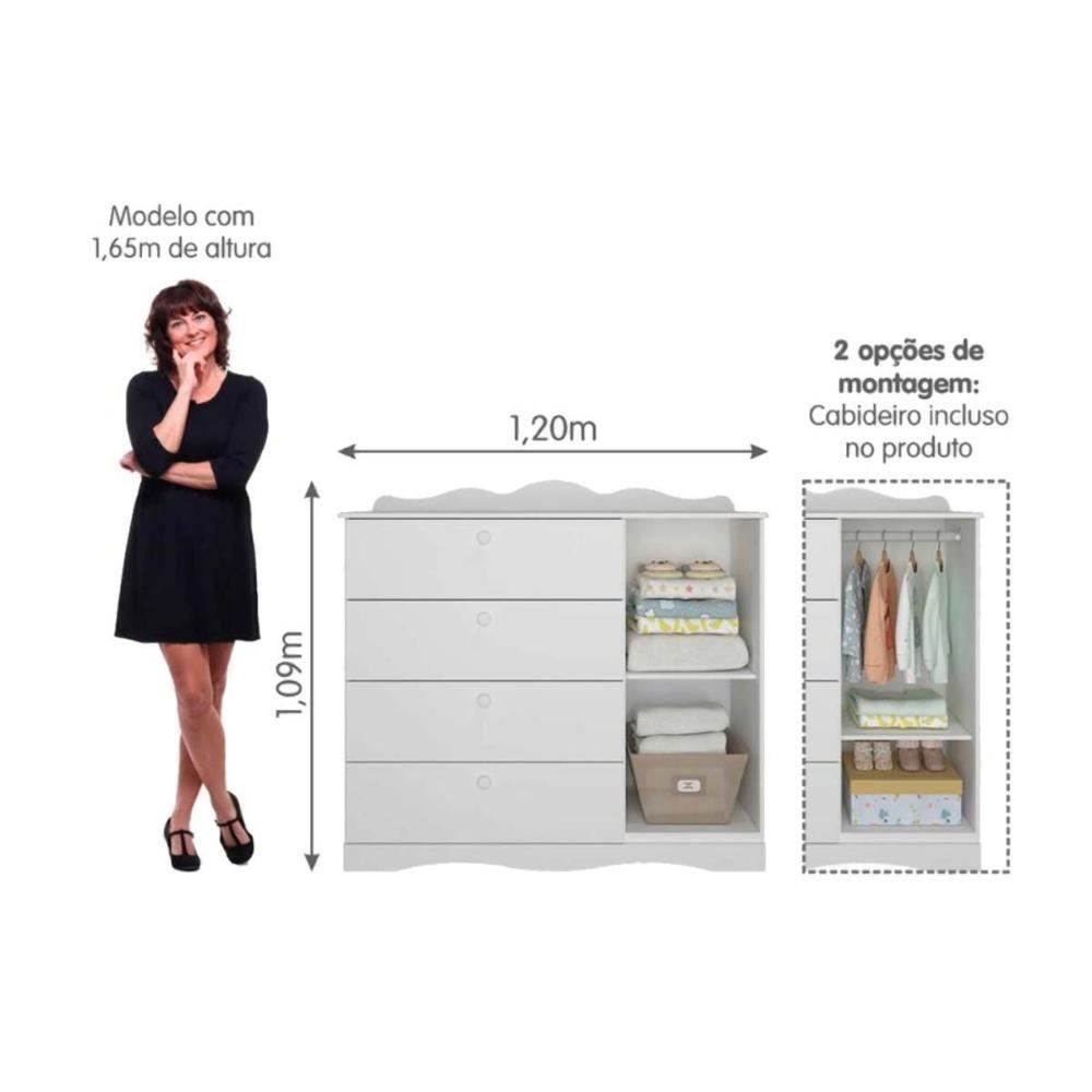 Cômoda Bebê Encanto C- 1 Porta E 4 Gavetas Nature-branco - Permóbili Baby - 3