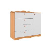 Cômoda Bebê Encanto C- 1 Porta E 4 Gavetas Nature-branco - Permóbili Baby - 1