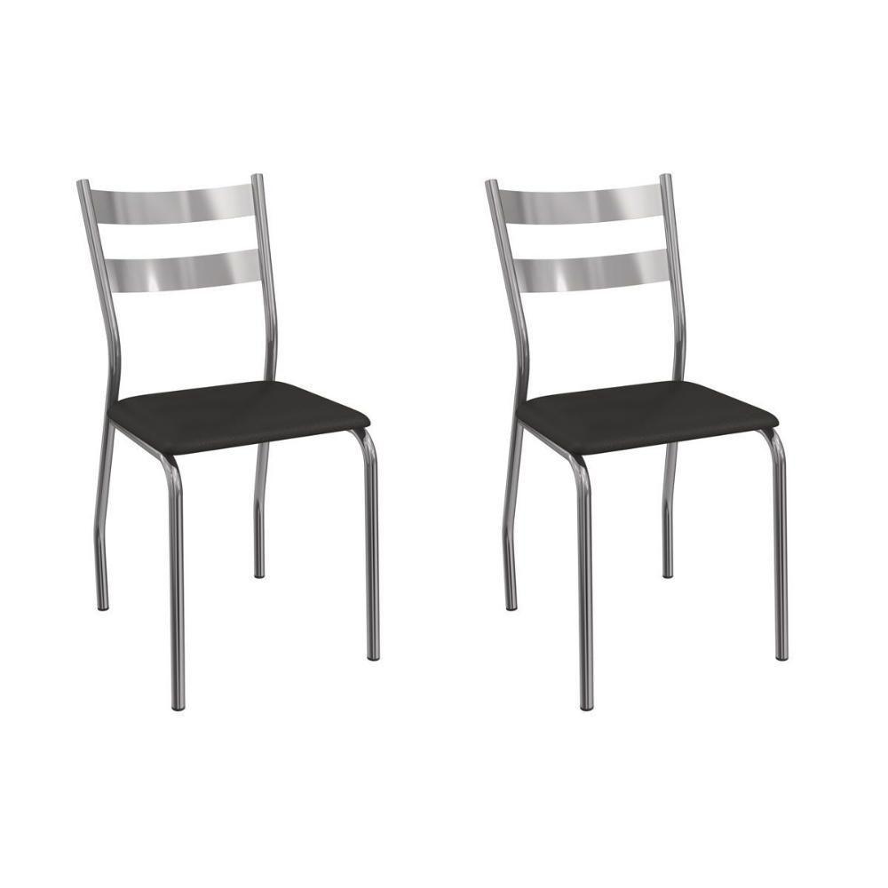 Cadeira Sala De Jantar Bali 2c141cr Aço Kit 2 Un Cromado-ano Preto - Kappesberg - 1
