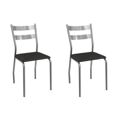 Cadeira Sala De Jantar Bali 2c141cr Aço Kit 2 Un Cromado-ano Preto - Kappesberg