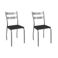 Cadeira Sala De Jantar Bali 2c141cr Aço Kit 2 Un Cromado-ano Preto - Kappesberg - 1