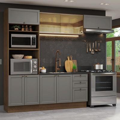 Armário de Cozinha Completa Vik 8 Portas 3 Gavetas 270 cm Rustic-cinza Texturizado