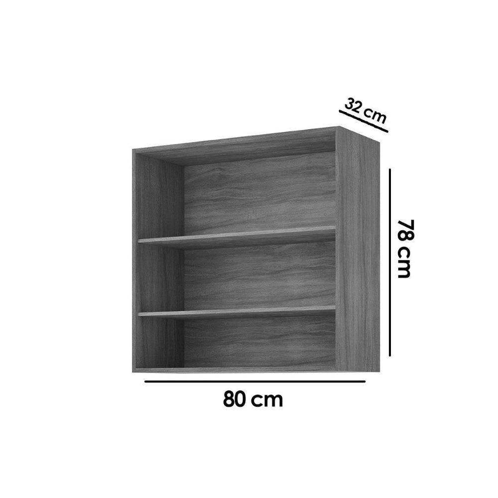 Armário Aéreo P- Cozinha Celeste C- 2 Portas 80cm Cinamomo-platina - Mgm - 2