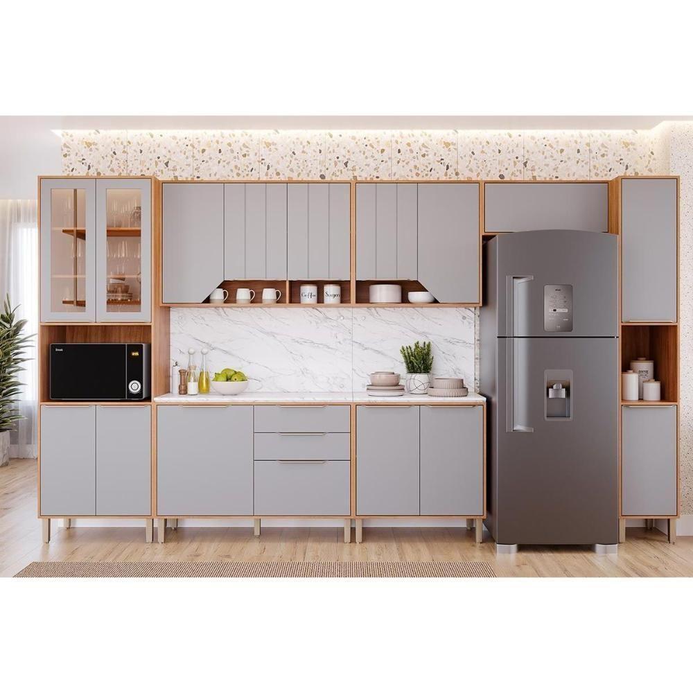 Armário Aéreo P- Cozinha Celeste C- 2 Portas 80cm Cinamomo-platina - Mgm - 7