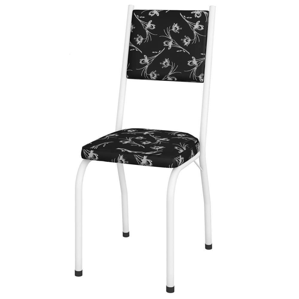 Cadeira Tubular Europa 258 Branco Assento Preto Flor Artef Preto Flor - 1