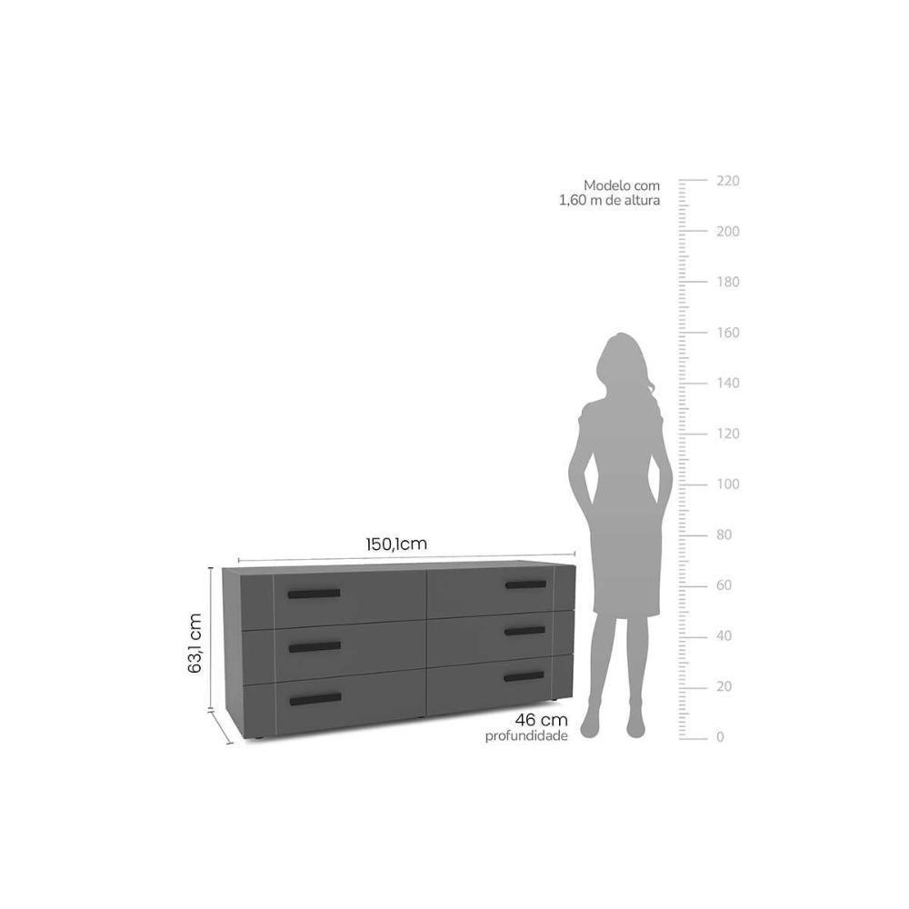 Cômoda Casal Lisboa C- 6 Gavetas Branco-azul - Politorno - 2