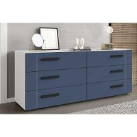 Cômoda Casal Lisboa C- 6 Gavetas Branco-azul - Politorno - 1