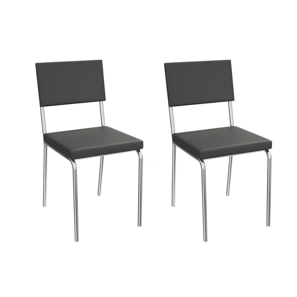 Cadeira Sala De Jantar Zaria 2c128cr Aço Kit 2 Un Cromado-ano Preto - Kappesberg - 1