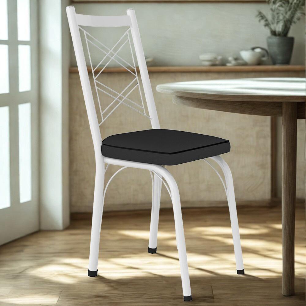 Cadeira Tubular Europa 143 Branco Assento Preto Artef Preto - 2