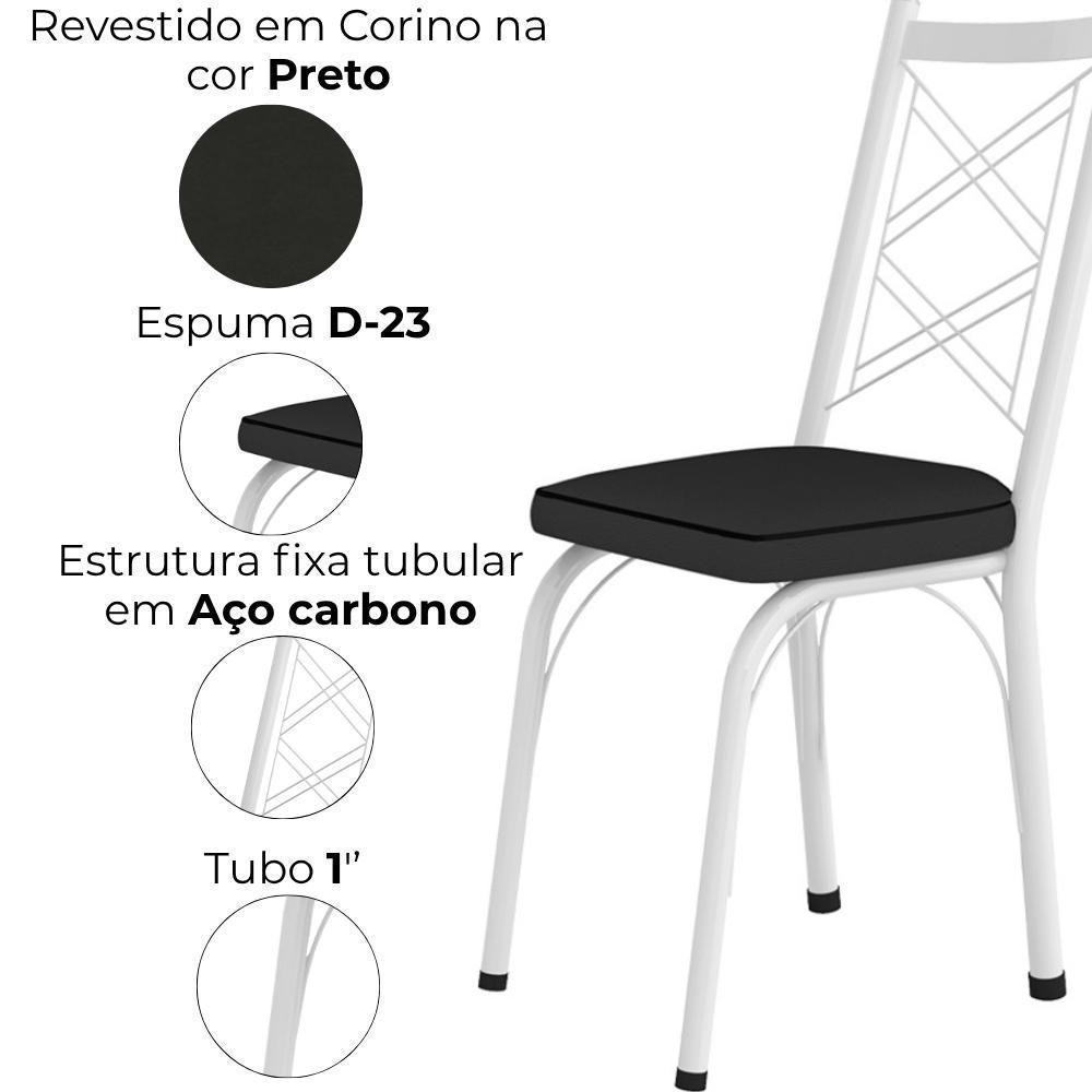 Cadeira Tubular Europa 143 Branco Assento Preto Artef Preto - 5