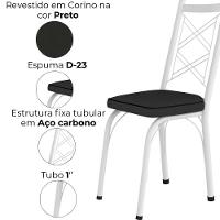 Cadeira Tubular Europa 143 Branco Assento Preto Artef Preto - 5