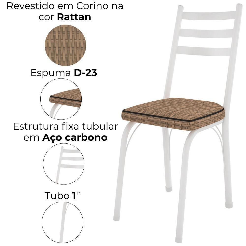 Cadeira Tubular Europa 141 Branco Assento Rattan Artef Rattan - 5