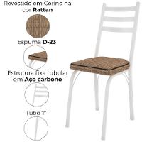 Cadeira Tubular Europa 141 Branco Assento Rattan Artef Rattan - 5