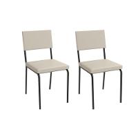 Cadeira Sala De Jantar Zaria 2c128prf Aço Kit 2 Un Preto-ano Bege - Kappesberg - 1