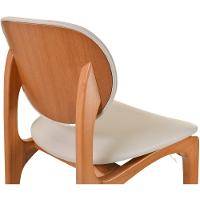 Banqueta Alta Atenas Madeira Maciça Amêndoa Estofado Corino Off White - 5