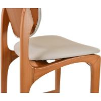 Banqueta Alta Atenas Madeira Maciça Amêndoa Estofado Corino Off White - 6