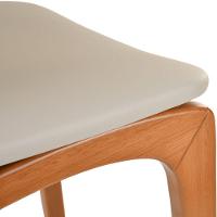 Banqueta Alta Atenas Madeira Maciça Amêndoa Estofado Corino Off White - 7