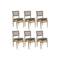 Cadeira Sala De Jantar Stela 1cmm013ca Premium Madeira Maciça Kit 6 Un Carvalho-boucle Bege Fendi-tela Bege - Kappesberg - 1