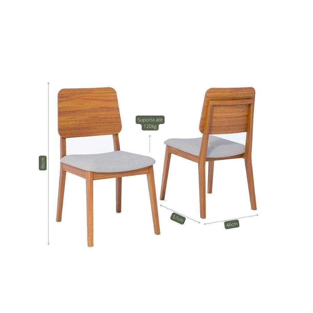 Cadeira Sala De Jantar Ipe Kit 2 Un Carvalho-linho Cru - Cimol - 3