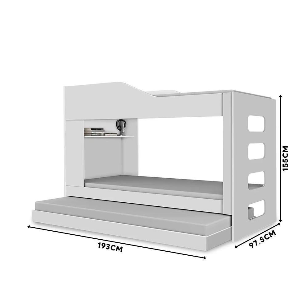 Beliche Treliche Cama Auxiliar 2 Em 1 Com Prateleira - Branco Branco - 4