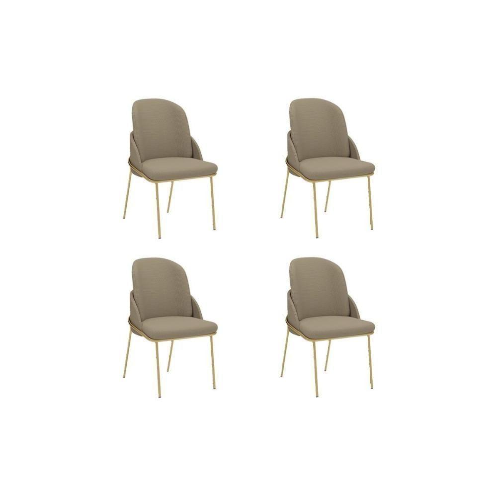 Cadeira Sala De Jantar Vitta Kit 4 Un Metal Linho-bege - Dj Móveis - 1